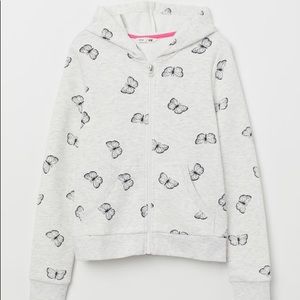 H&M butterfly zip up hoodie 2-4 years